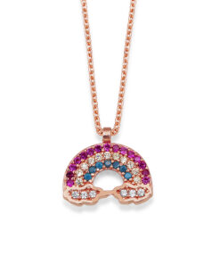 Rainbow Pendant Sterling Silver Necklace