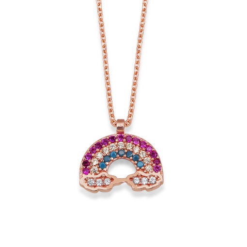 Rainbow Pendant Sterling Silver Necklace