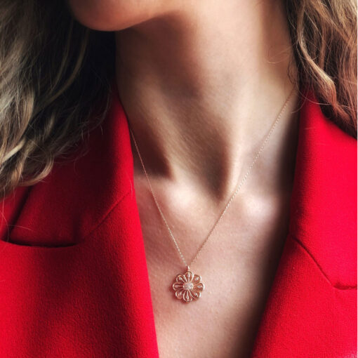 Rose Gold Plated Daisy Necklace - Image 2