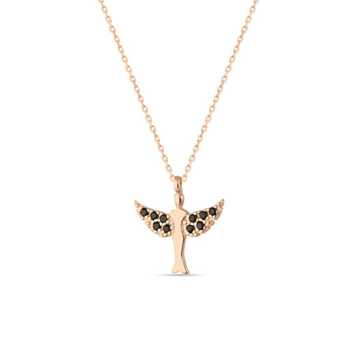 Silver Catholic Angel Wing Pendant Necklace - Image 2