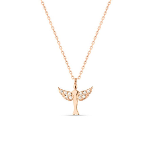 Silver Catholic Angel Wing Pendant Necklace