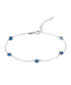 Sterling Silver Blue Evil Eye Bracelet