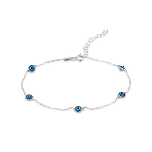 Sterling Silver Blue Evil Eye Bracelet