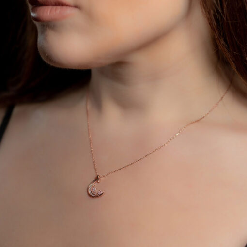 Sterling Silver Moon and Stars Pendant Necklace - Image 2