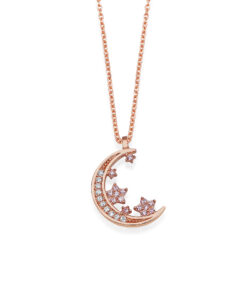 Sterling Silver Moon and Stars Pendant Necklace