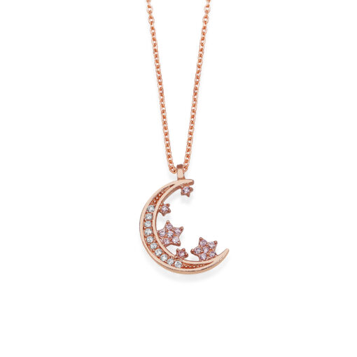 Sterling Silver Moon and Stars Pendant Necklace