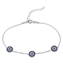 Sterling Silver Round Evil Eye Bracelet