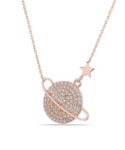 Galaxy Sterling Silver Necklace - Rose Gold & White