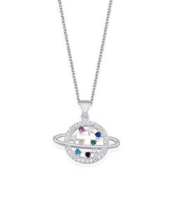 Colorful Silver Galaxy Pendant