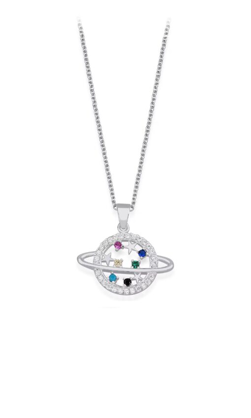 Colorful Silver Galaxy Pendant