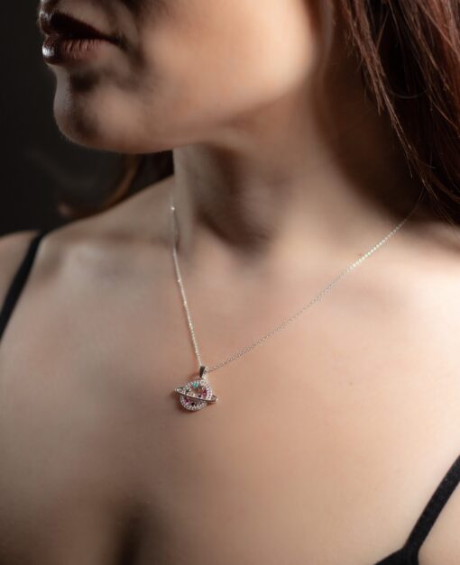 Colorful Silver Galaxy Pendant - Image 3