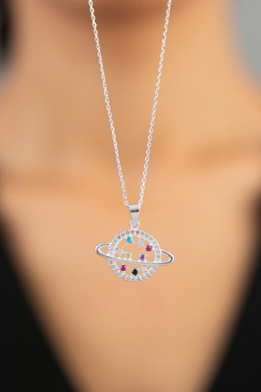 Colorful Silver Galaxy Pendant - Image 2