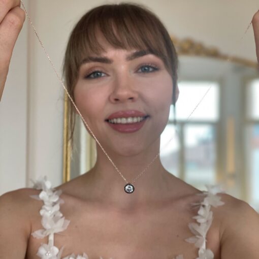 Round Cut Halo Necklace - Image 2