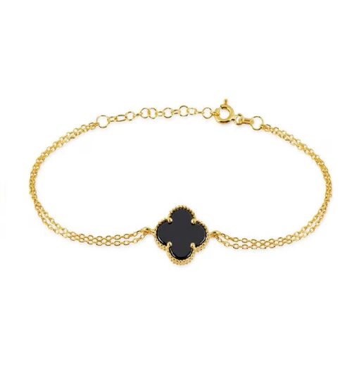 Modern Lucky Clover Charm Bracelet - Gold & Black