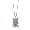 Blue Opal Owl Pendant - Rose Gold