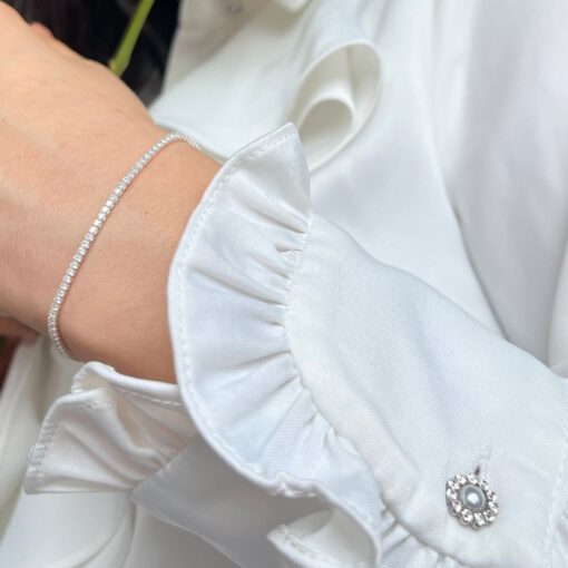 Cubic Zirconia Tennis Bracelet - Silver - Image 3