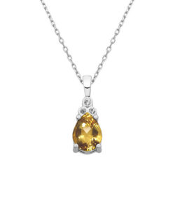 Drop Birthstone Silver Necklace - Topaz