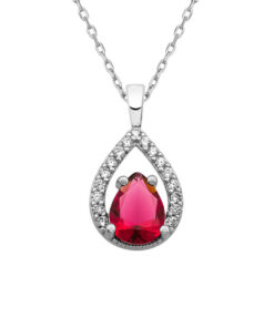 Natural Birthstone Sterling Silver Necklace - January Garnet | July Ruby