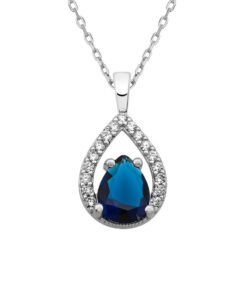 Natural Birthstone Sterling Silver Necklace - September Sapphire
