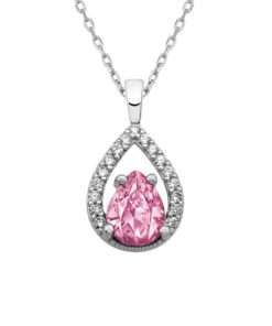 Natural Birthstone Sterling Silver Necklace - October Rose