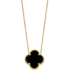 Lucky Clover Pendant Necklace - Gold & Black