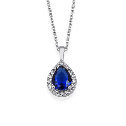 Natural Birthstone Necklace with Zirconia Frame