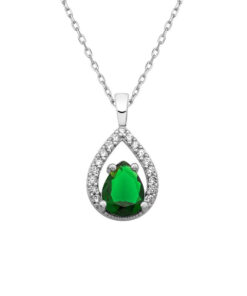 Teardrop Pendant Necklace - Green Peridot | Emerald