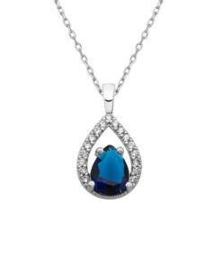 Teardrop Pendant Necklace - Navy Sapphire