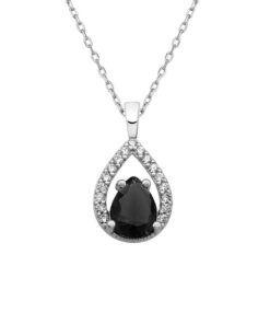 Teardrop Pendant Necklace - Black Jet