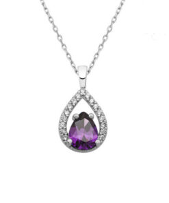 Teardrop Pendant Necklace - Purple Amethyst