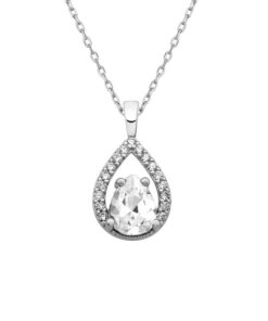Teardrop Pendant Necklace - White Alexandrite | Crystal