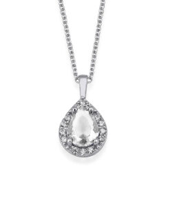 Natural Birthstone Necklace with Zirconia Frame - April Crystal | June Pearl