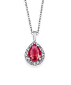 Natural Birthstone Necklace with Zirconia Frame - January Garnet | July Ruby