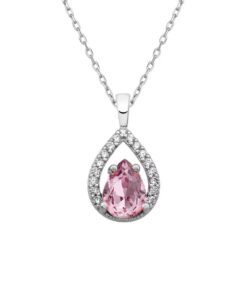 Teardrop Pendant Necklace - Pink Rose