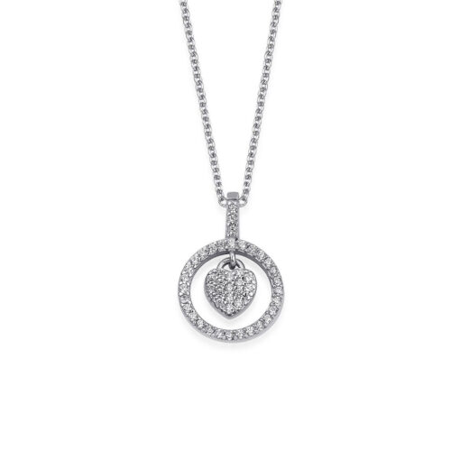 Crystal Encircled Heart Necklace