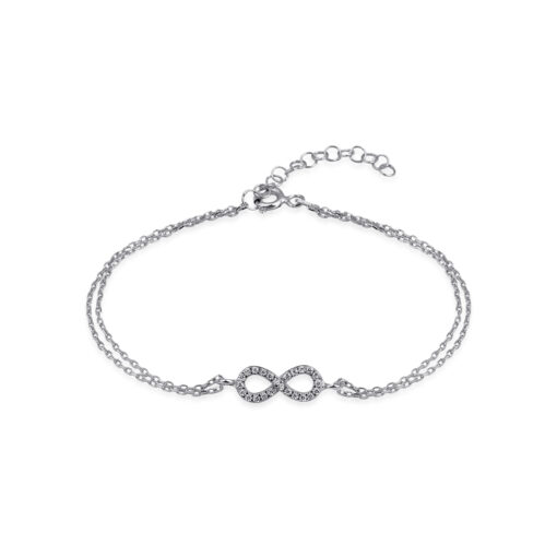 Elegant and Stylish Infinity Bracelet - Silver & Crystal