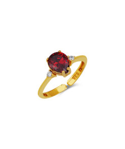 Elegant Birthstone Ring - Gold & Red Garnet