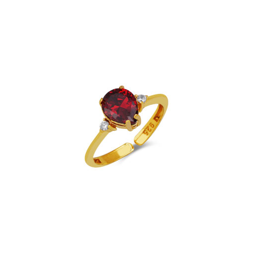 Elegant Birthstone Ring - Gold & Red Garnet