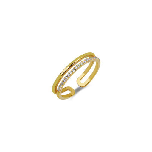 Elegant Double Band Eternity Ring - Gold