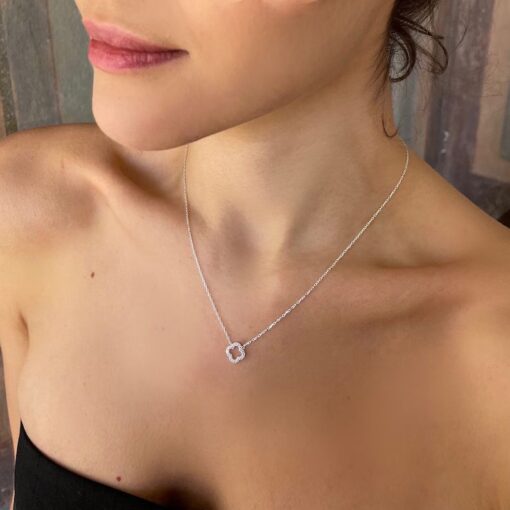 Four Leaf Clover Necklace - Silver - Image 3