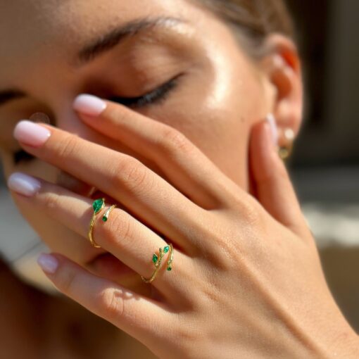 Dainty Gold Color Leaf Ring - Image 2