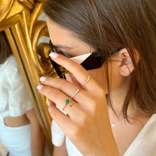 Dainty Gold Color Leaf Ring - Image 4