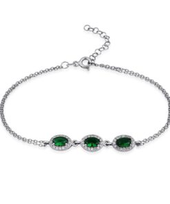 Sparkling Emerald Bracelet with Zirconia Frame