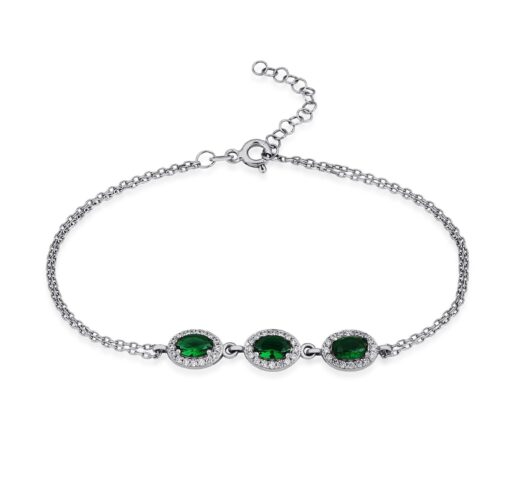 Sparkling Emerald Bracelet with Zirconia Frame