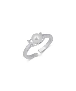 Elegant Pearl and Cubic Zirconia Ring