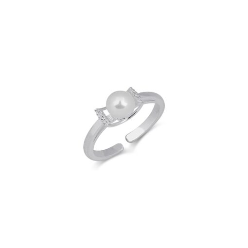 Elegant Pearl and Cubic Zirconia Ring