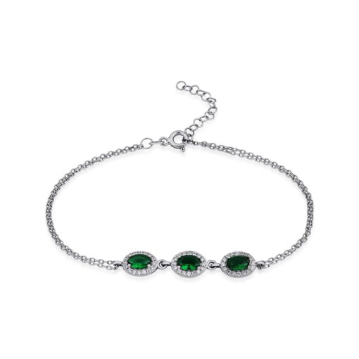Sparkling Emerald Bracelet with Zirconia Frame - Image 2
