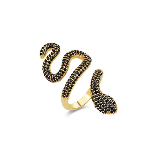 Glamorous Snake Ring - Gold & Black - Image 6