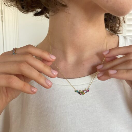 Round Cut Statement Necklace _ Gold & Emerald - Image 3