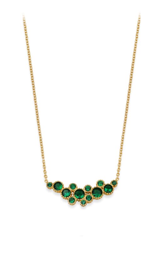 Round Cut Statement Necklace _ Gold & Emerald